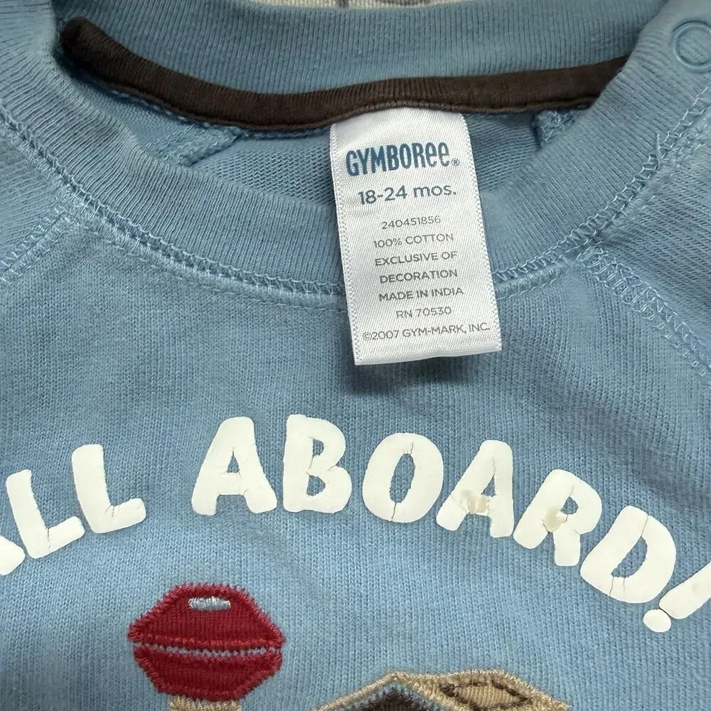 VTG 2007 GYMBOREE All Aboard Retro Striped Long Sleeve Pants Romper 18-24 Month